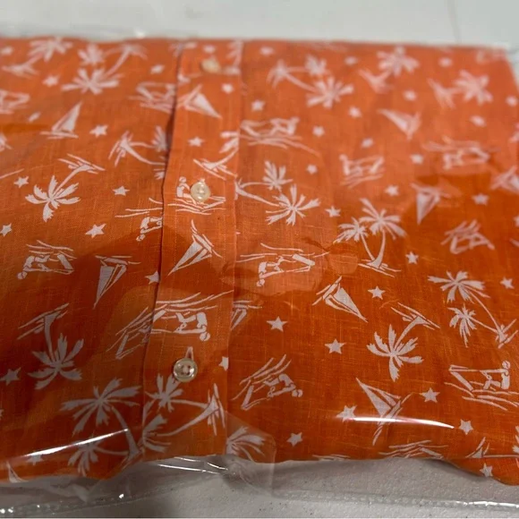 Ralph Lauren Orange Shirt with White Nautical Print - Picture 6 of 6